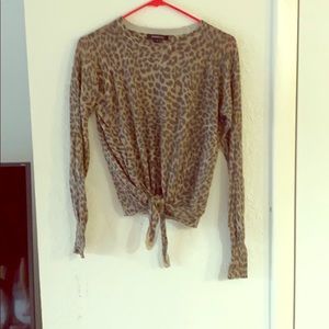 Cheetah tie front top